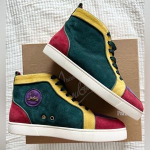 Mens Christian Louboutin suede colorblock high tops size EU 43/US 10